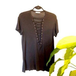 Black Lace-Up T-shirt